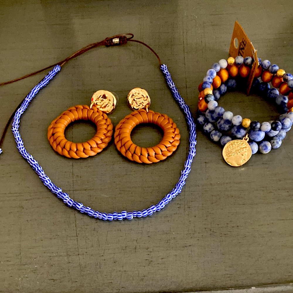 Denim Washed Jewelry and Leather